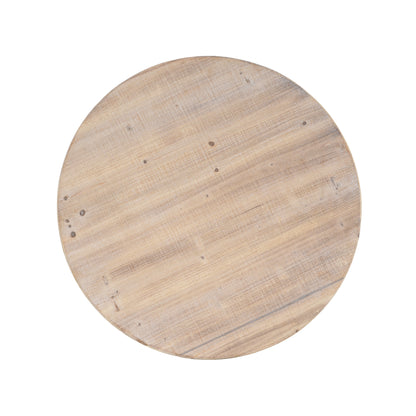 Malyric Accent Coffee Table, Antique Pedestal Table, Solid Wood Top with MGO Base