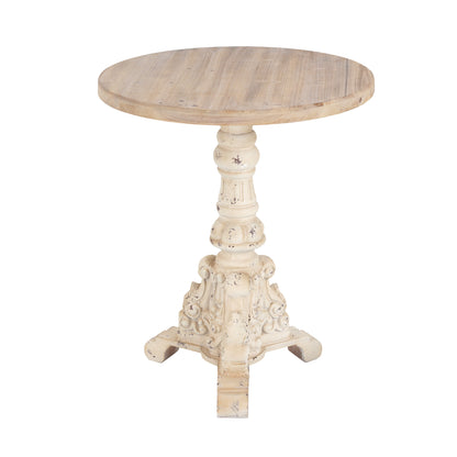 Malyric Accent Coffee Table, Antique Pedestal Table, Solid Wood Top with MGO Base