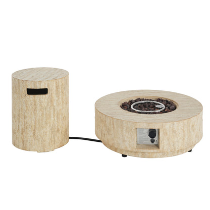 Alarion Outdoor Fire Pit Table Set – 40,000 BTU Propane Fire Pit with Matching Tank Holder