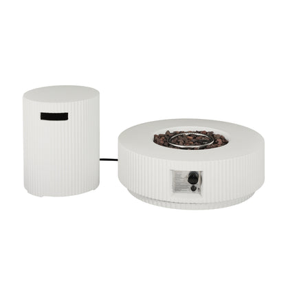 Alarion Outdoor Fire Pit Table Set – 40,000 BTU Propane Fire Pit with Matching Tank Holder