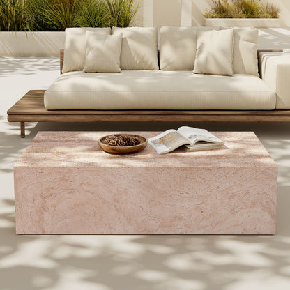 Amethey Rectangular MGO Coffee Table – Durable Weather-Resistant Composite Design for Versatile Indoor and Outdoor Modern Minimalist Living Spaces