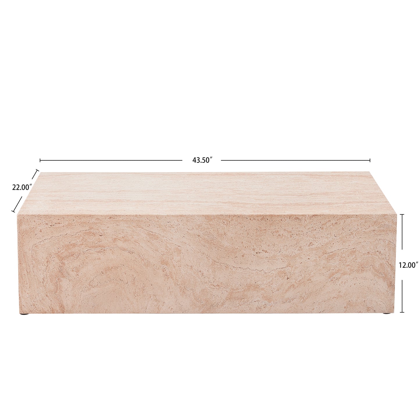 Amethey Rectangular MGO Coffee Table – Durable Weather-Resistant Composite Design for Versatile Indoor and Outdoor Modern Minimalist Living Spaces