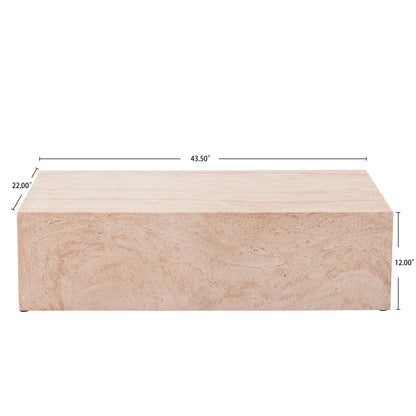 Amethey Rectangular MGO Coffee Table – Durable Weather-Resistant Composite Design for Versatile Indoor and Outdoor Modern Minimalist Living Spaces