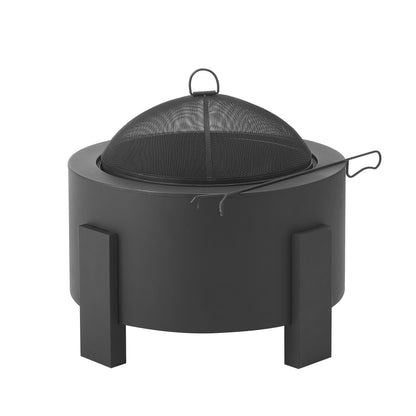 Saskia Modern Wood-Burning Iron Fire Pit in Black