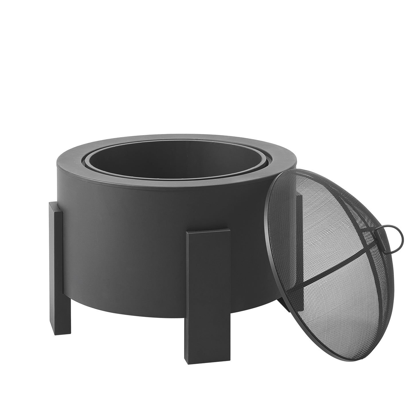 Saskia Modern Wood-Burning Iron Fire Pit in Black