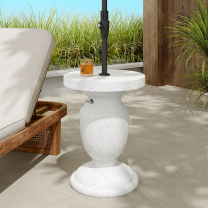 Stellan 24.25" Sand-Filled Umbrella Base - White Speckled MGO Stand with Adjustable Knob
