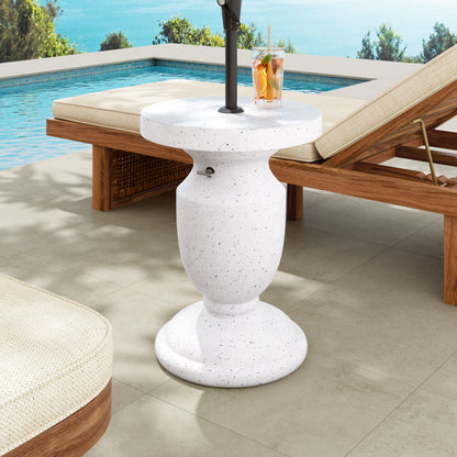 Stellan 24.25" Sand-Filled Umbrella Base - White Speckled MGO Stand with Adjustable Knob