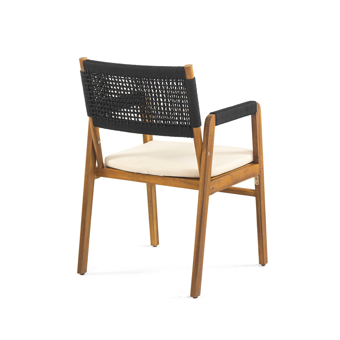 Alista Outdoor 6 Pieces Acacia Wood Dining Set,Include 4 Armchair with Cushion,1 Bench and 1 Table