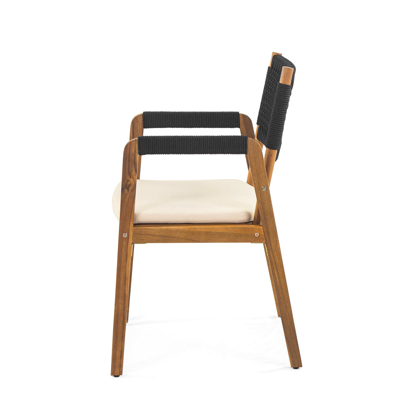 Alista Outdoor 6 Pieces Acacia Wood Dining Set,Include 4 Armchair with Cushion,1 Bench and 1 Table