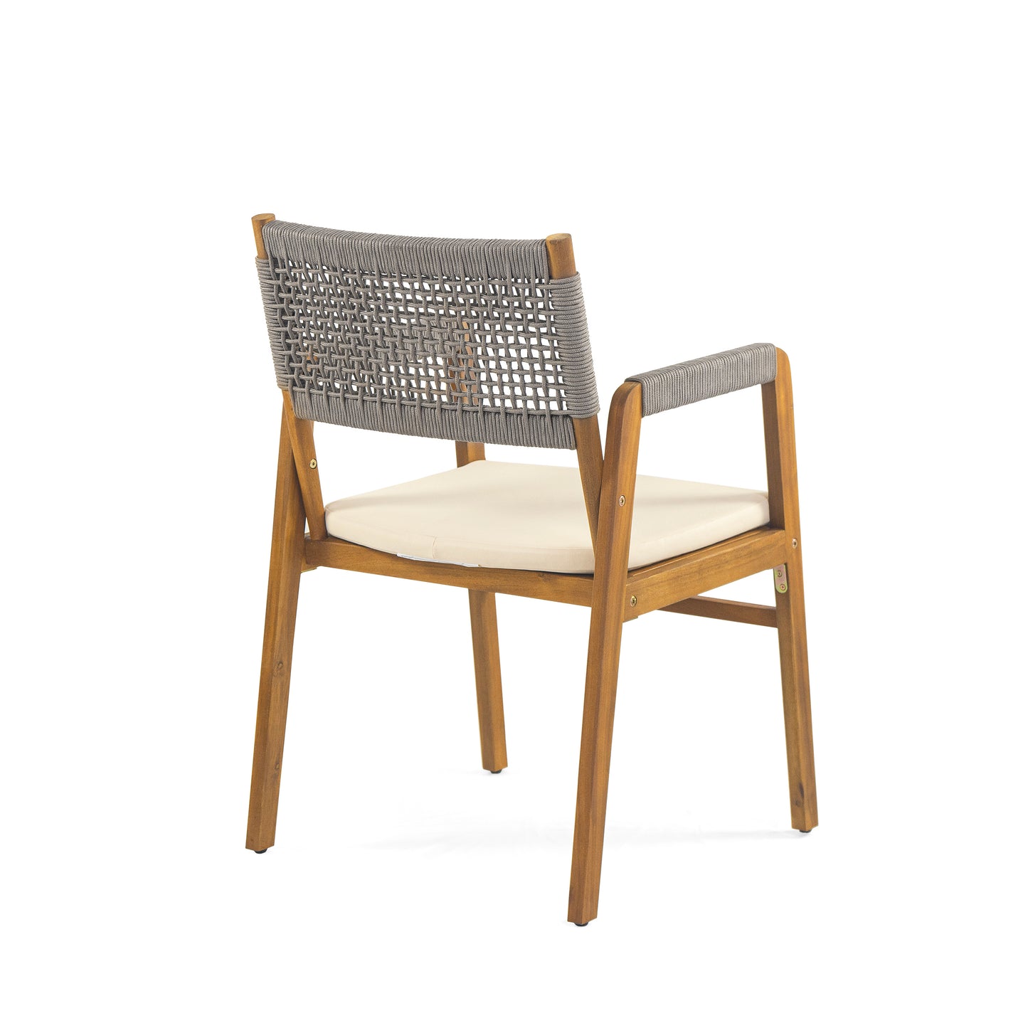 Alista Outdoor 7 Pieces Acacia Wood Dining Set,Include 6 Armchair with Cushion and 1 Dining Table