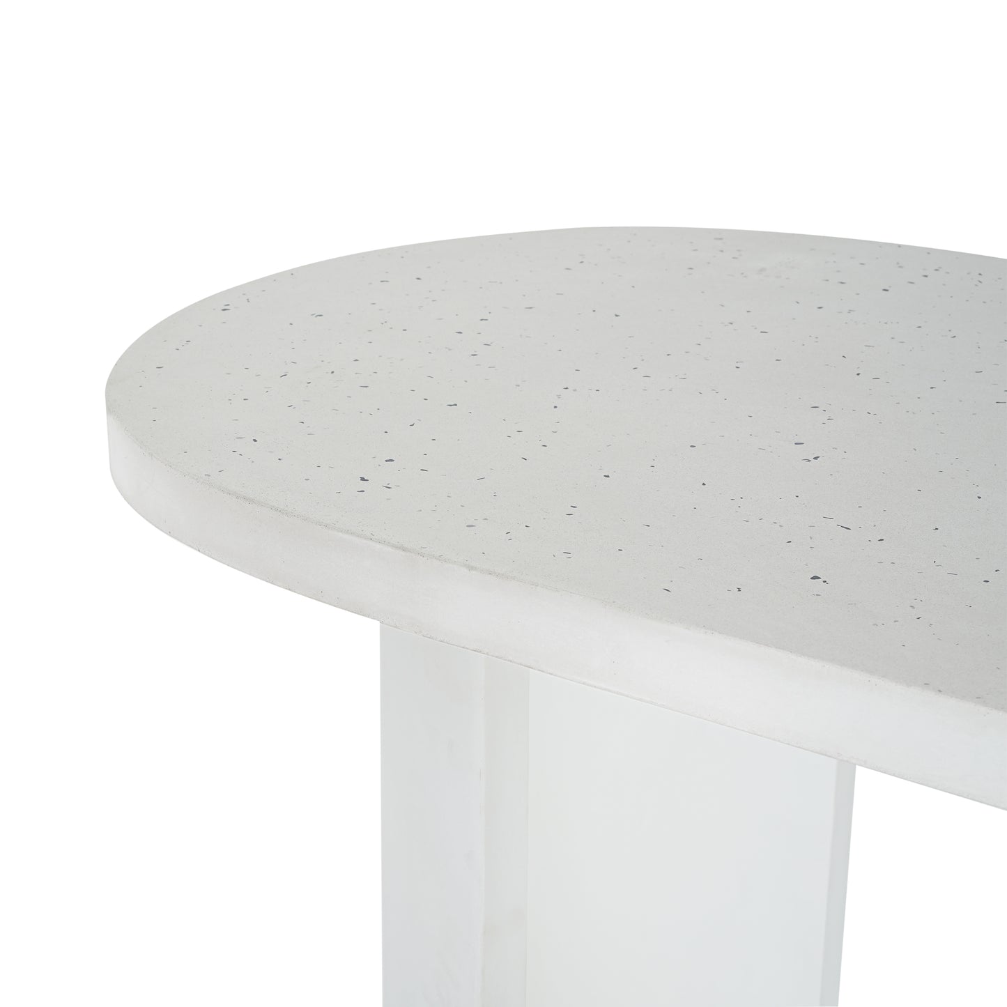 Ottilie Oval 67.5" Mondern Outdoor Concrete Dining Table,Terrazzo White