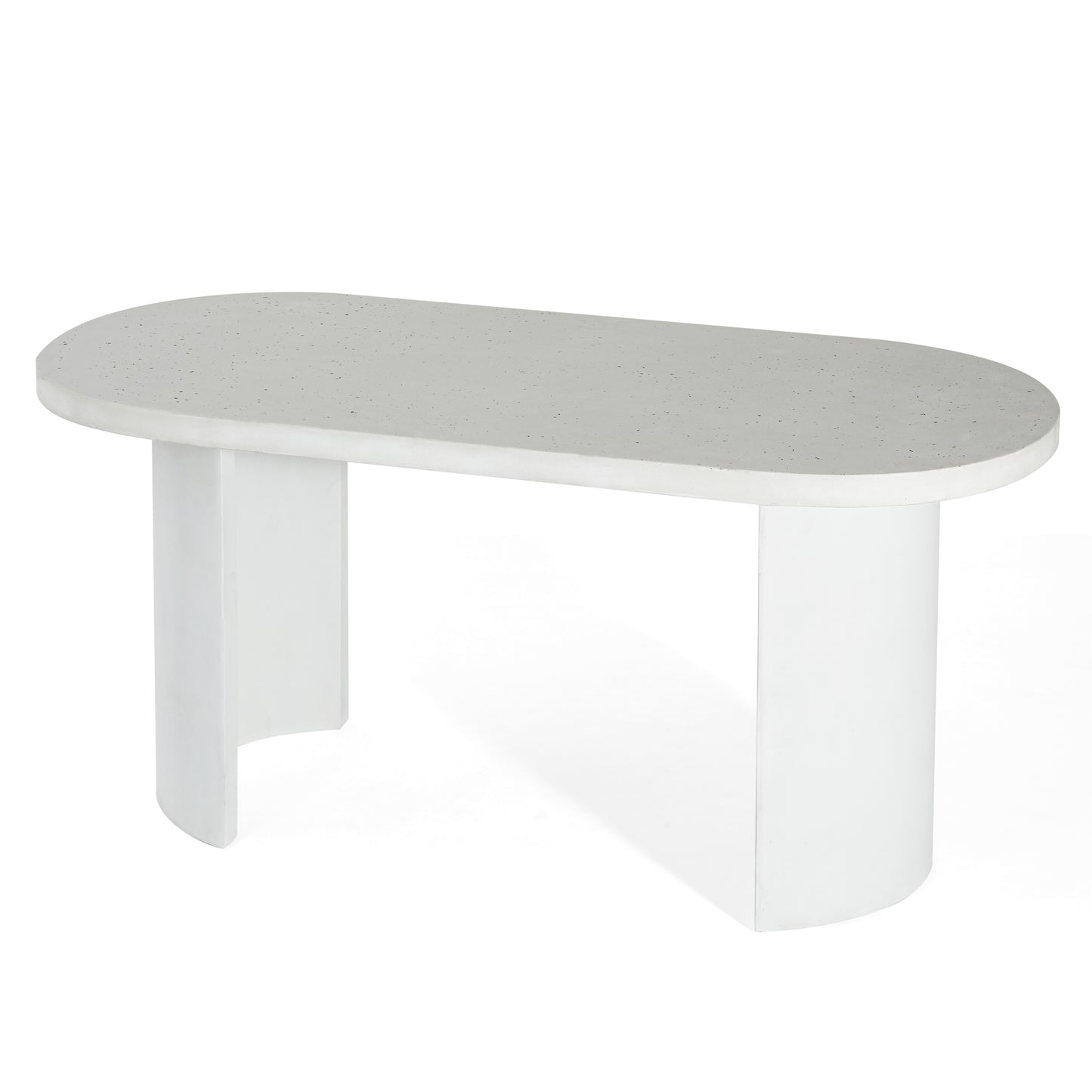 Ottilie Oval 67.5" Mondern Outdoor Concrete Dining Table,Terrazzo White