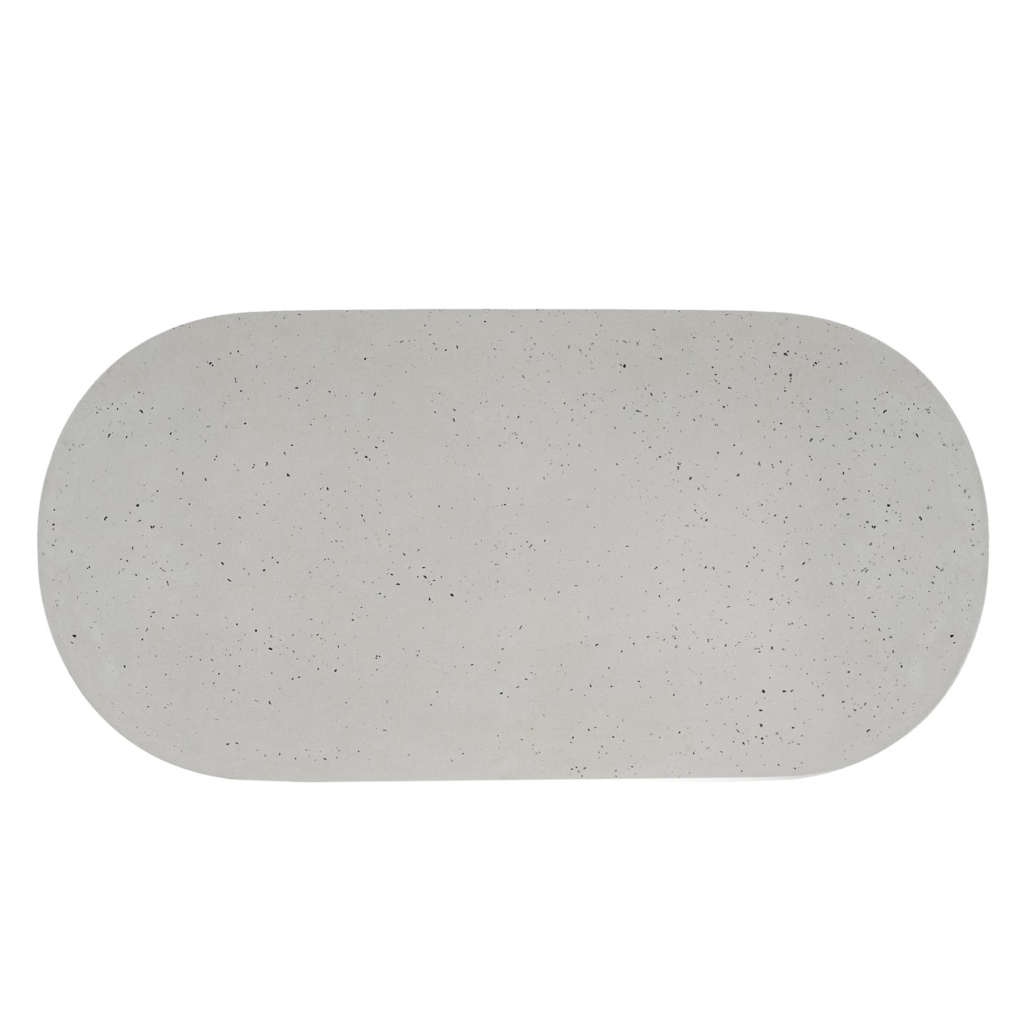 Ottilie Oval 67.5" Mondern Outdoor Concrete Dining Table,Terrazzo White