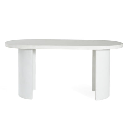 Ottilie Oval 67.5" Mondern Outdoor Concrete Dining Table,Terrazzo White
