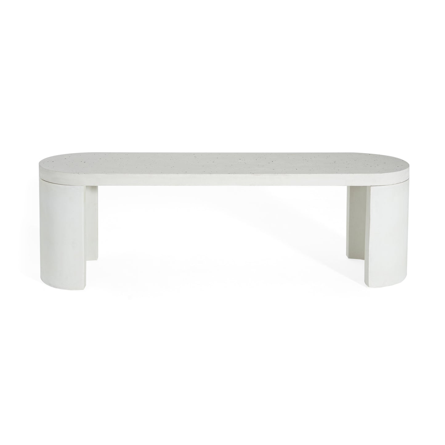 Ellis Oval 60" Modern Outdoor Concrete Dining Bench,Terrazzo White