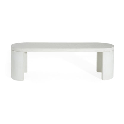 Ellis Oval 60" Modern Outdoor Concrete Dining Bench,Terrazzo White
