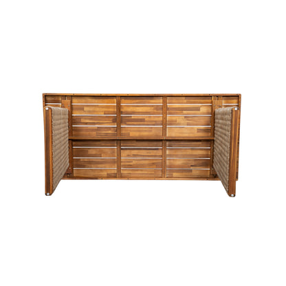 Euley Outdoor 6 Pieces Chat Set,Include 4 Dining Chair With Cushion,1 Wood Bench,1 Dining Table