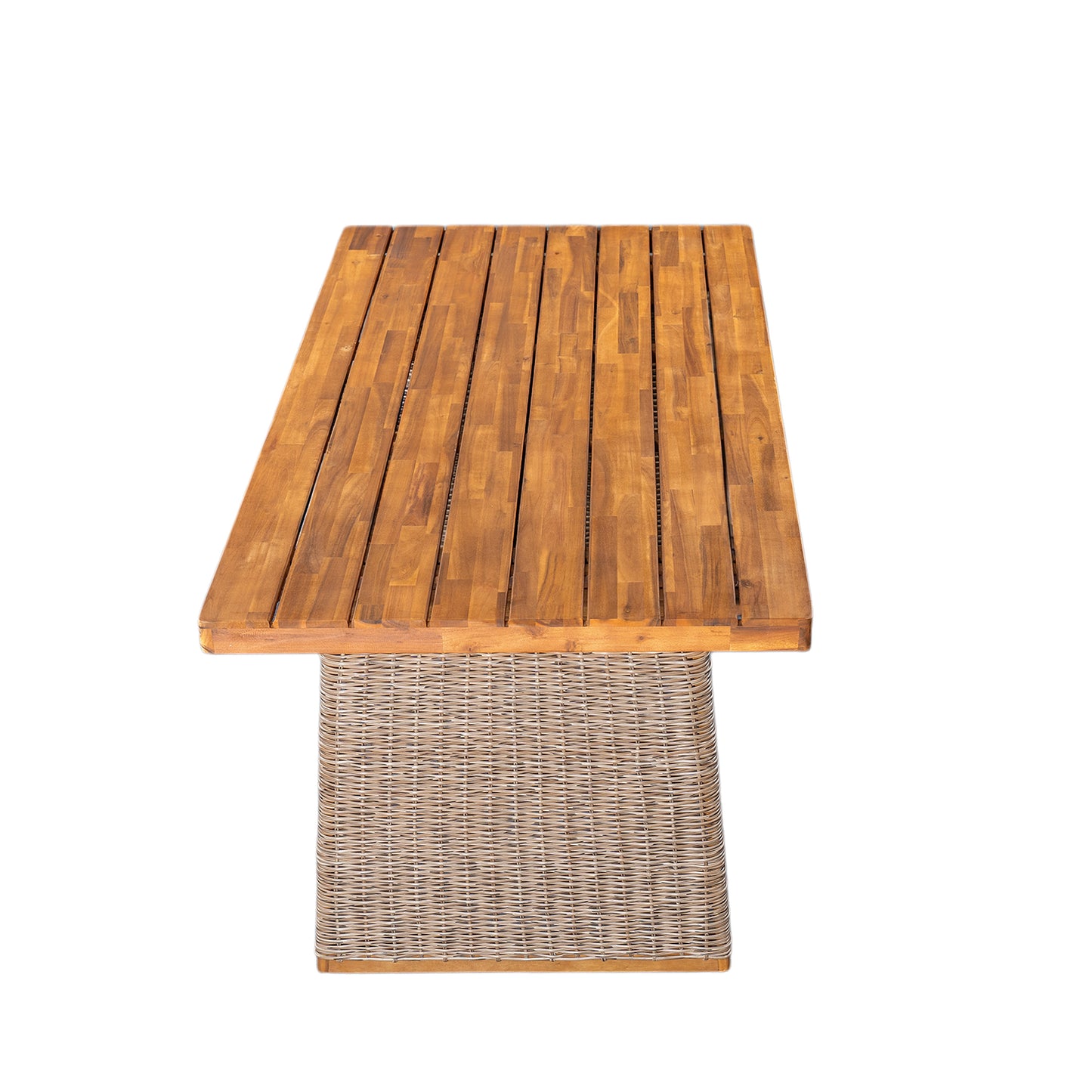 Alista Outdoor 6 Pieces Acacia Wood Dining Set,Include 4 Armchair with Cushion,1 Bench and 1 Table
