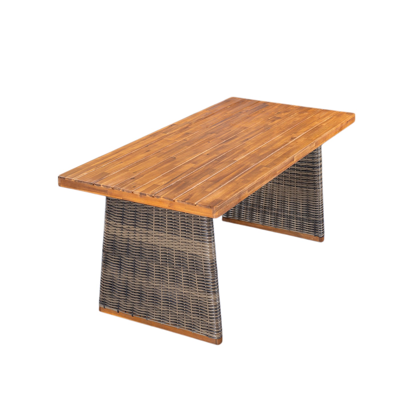 Alista Outdoor 6 Pieces Acacia Wood Dining Set,Include 4 Armchair with Cushion,1 Bench and 1 Table