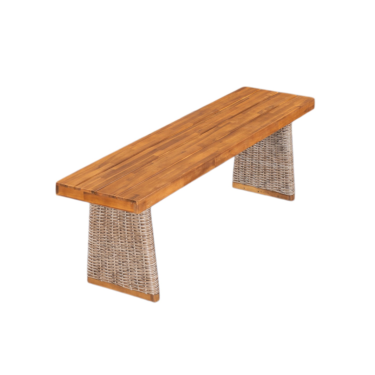 Alista Outdoor 6 Pieces Acacia Wood Dining Set,Include 4 Armchair with Cushion,1 Bench and 1 Table