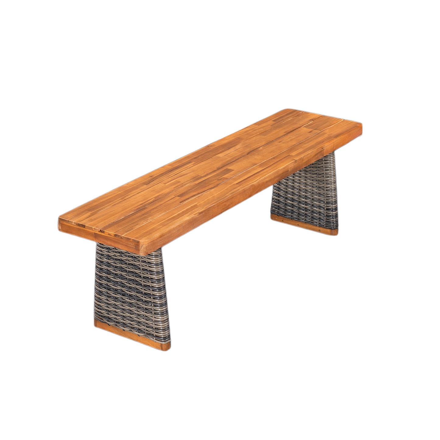 Alista Outdoor 6 Pieces Acacia Wood Dining Set,Include 4 Armchair with Cushion,1 Bench and 1 Table