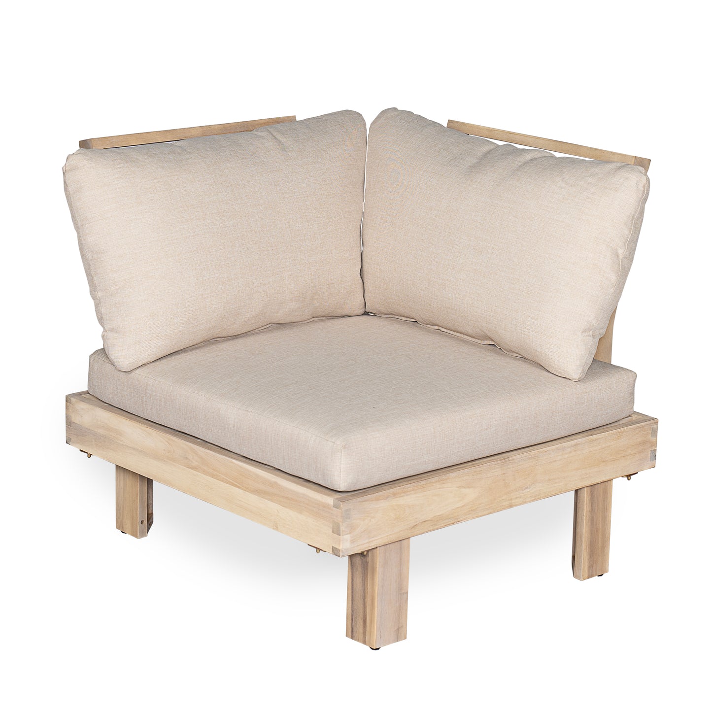 Topia Acacia wood Chat Set 5 pieces,include 3 Seater Sofa,Left and Right 2 seater sofa set,Corner Chair and Coffee Table