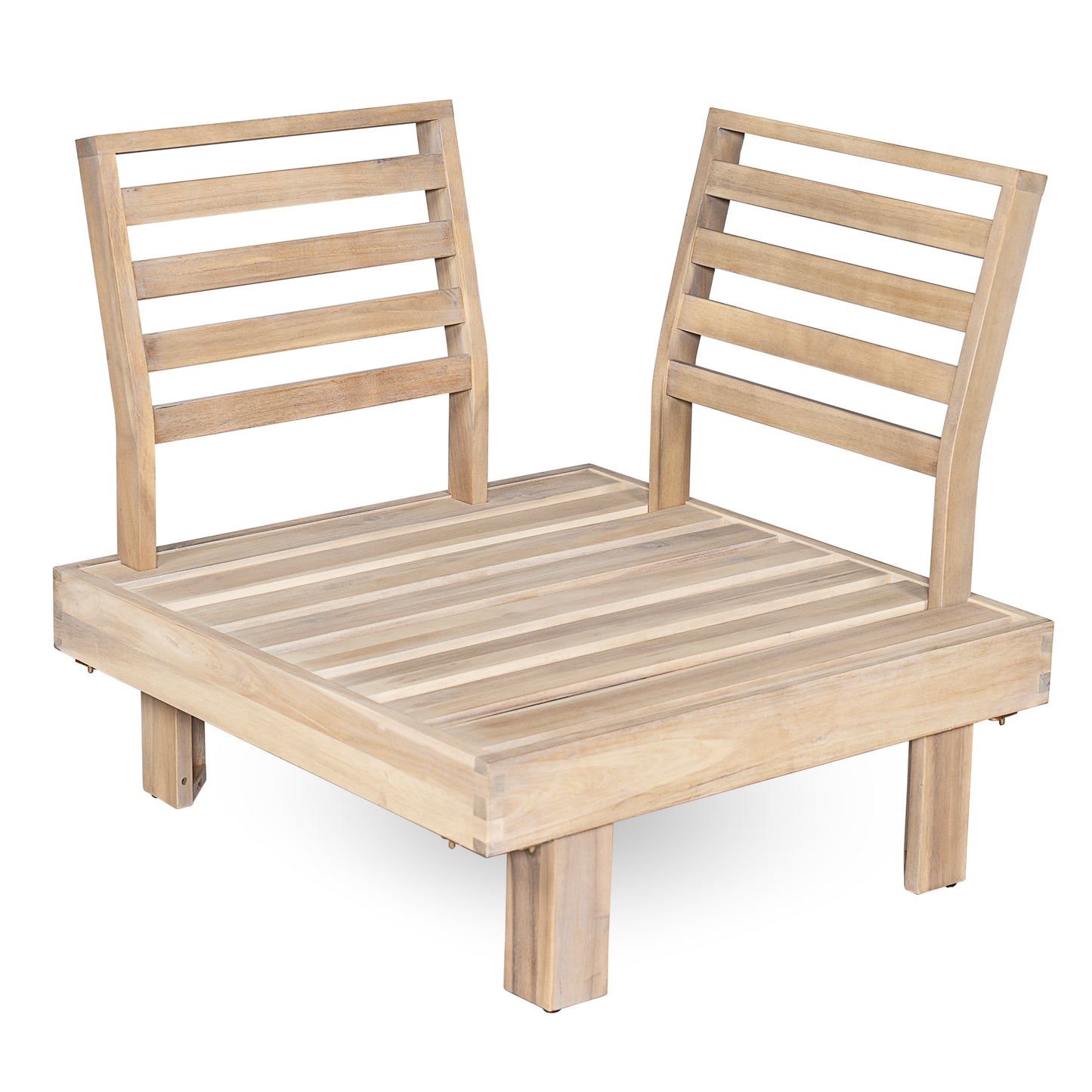 Topia Acacia wood Chat Set 5 pieces,include 3 Seater Sofa,Left and Right 2 seater sofa set,Corner Chair and Coffee Table