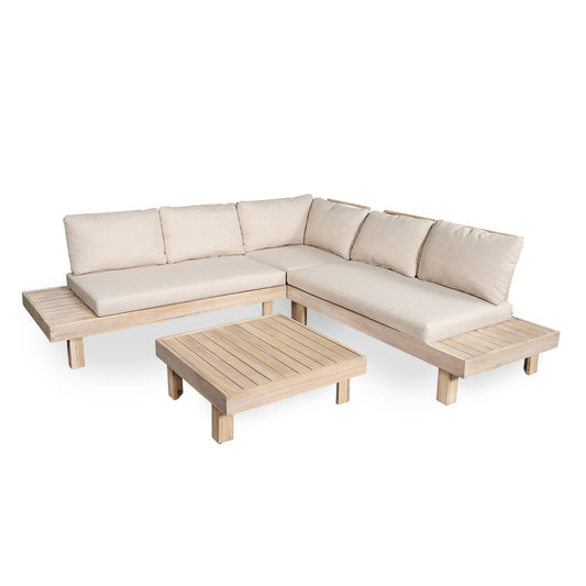 Eulalia Acacia 4-Pieces Sofa Sectional Sets, Light White+Sand