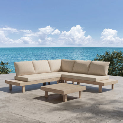 Eulalia Acacia 4-Pieces Sofa Sectional Sets, Light White+Sand