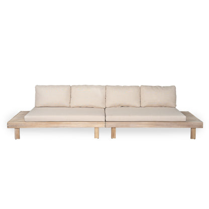 Eulalia Acacia 4-Pieces Sofa Sectional Sets, Light White+Sand