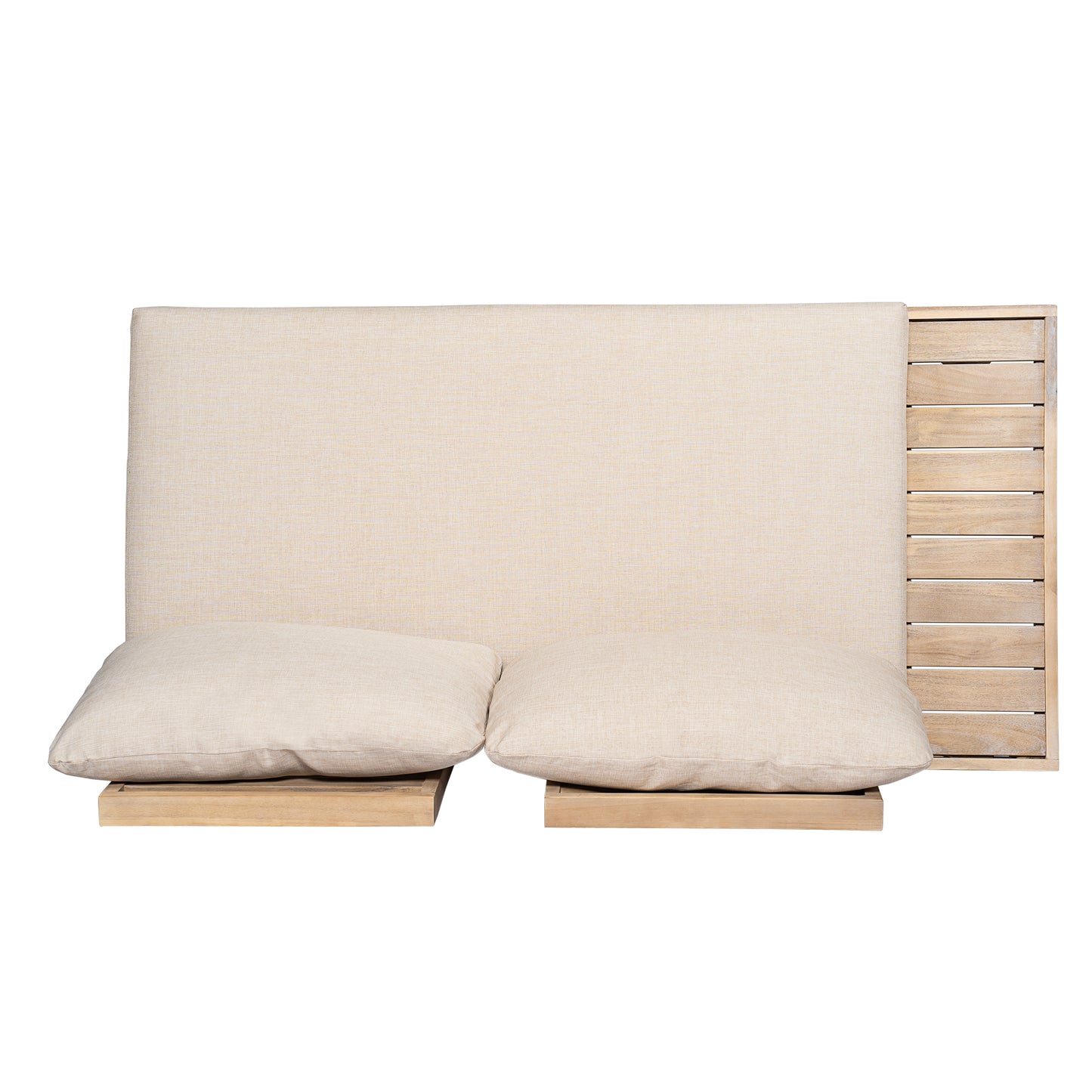 Eulalia Acacia 4-Pieces Sofa Sectional Sets, Light White+Sand