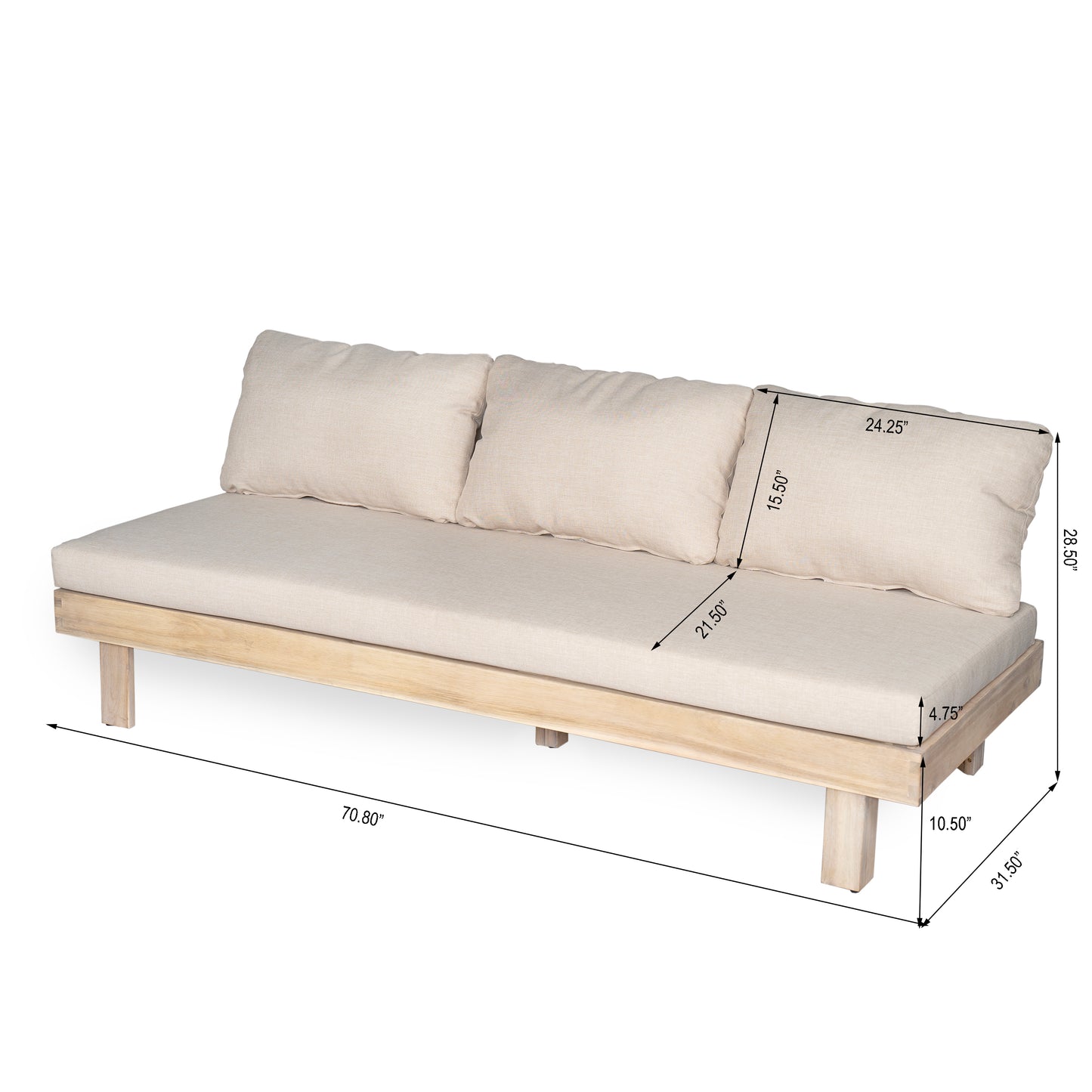 Topia Acacia wood Chat Set 5 pieces,include 3 Seater Sofa,Left and Right 2 seater sofa set,Corner Chair and Coffee Table