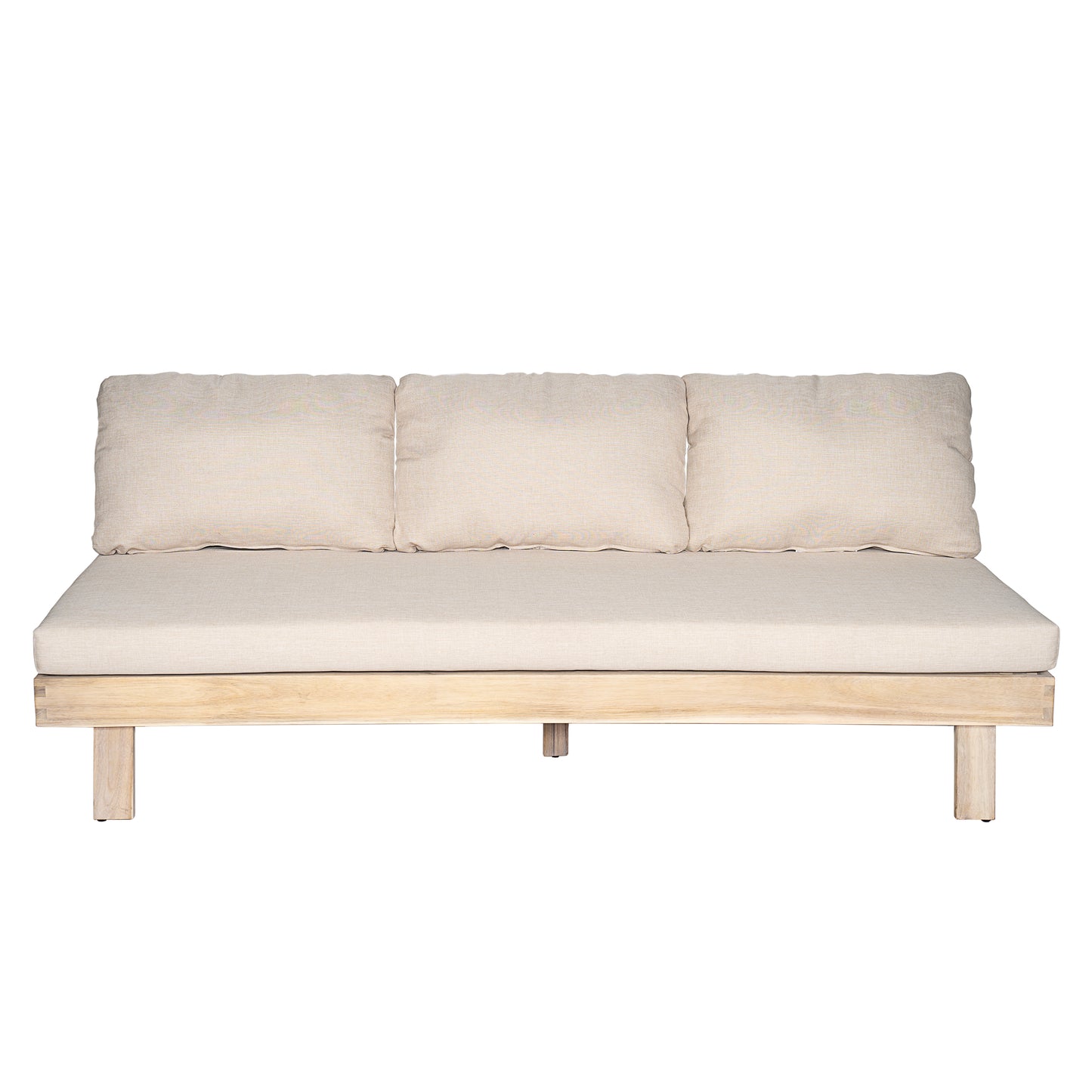 Topia Acacia wood 3 Seater Sofa, Light White+Sand