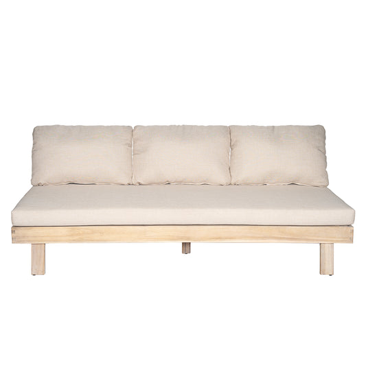 Topia Acacia wood 3 Seater Sofa, Light White+Sand