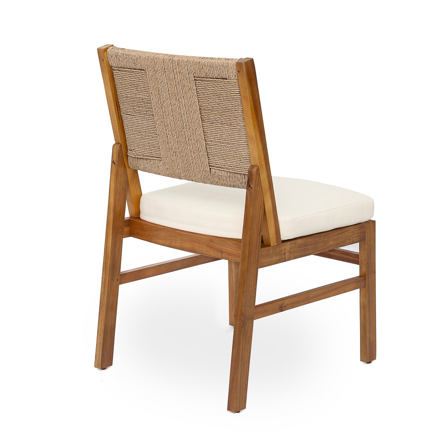 Araminta Outdoor Arly Wood and Wicker Woven Dining Chair with Cushions(Set of 2)