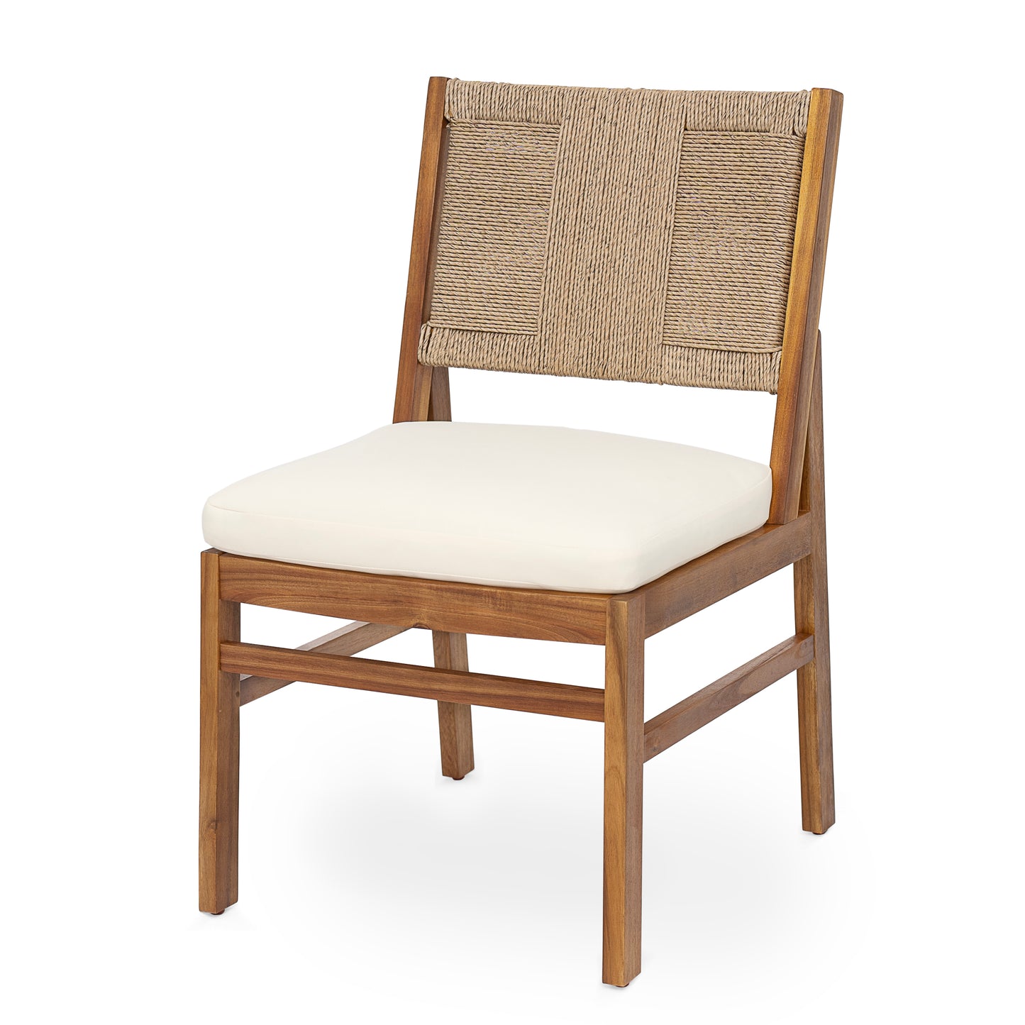 Araminta Outdoor Arly Wood and Wicker Woven Dining Chair with Cushions(Set of 2)