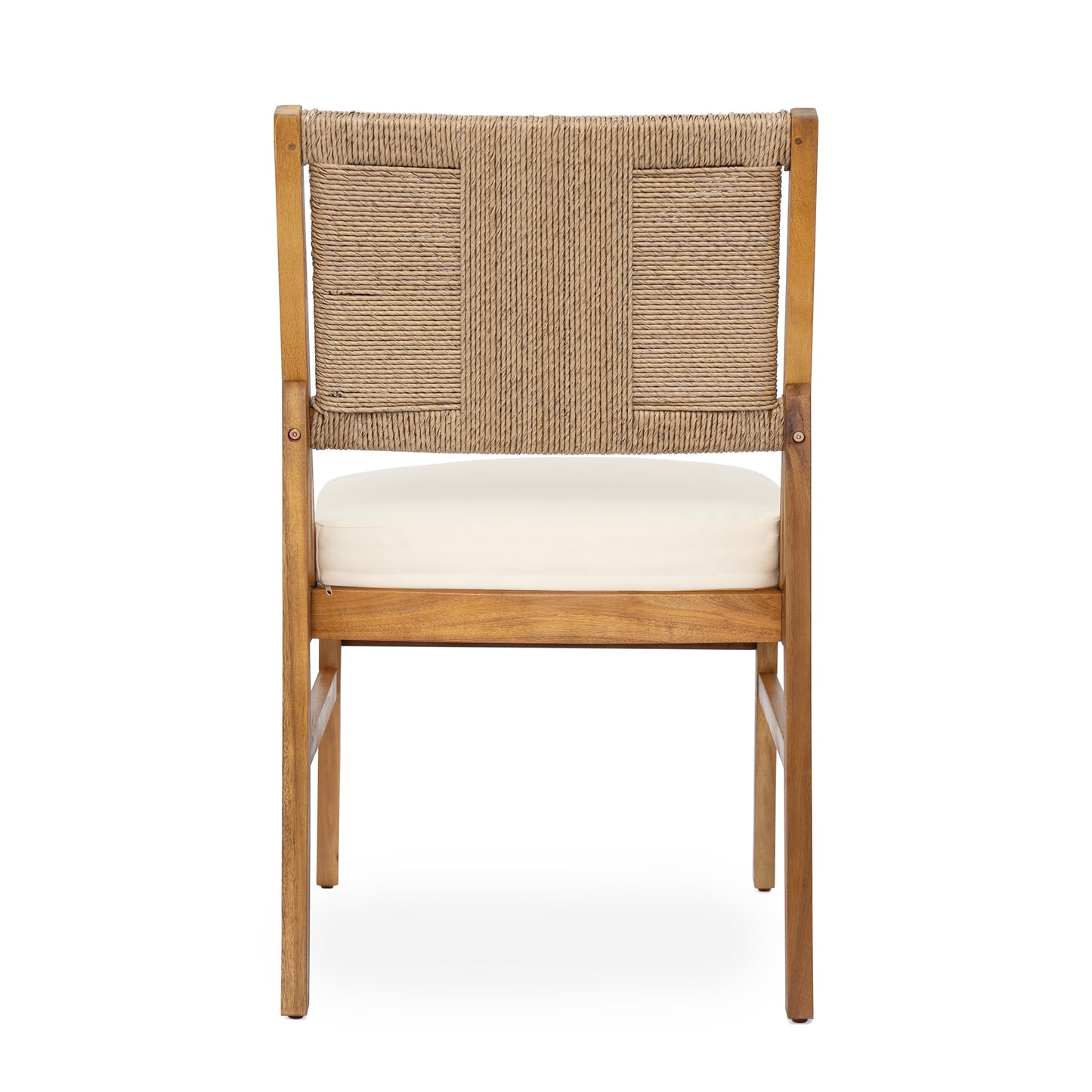 Araminta Outdoor Arly Wood and Wicker Woven Dining Chair with Cushions(Set of 2)