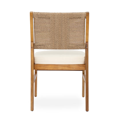Araminta Outdoor Arly Wood and Wicker Woven Dining Chair with Cushions(Set of 2)