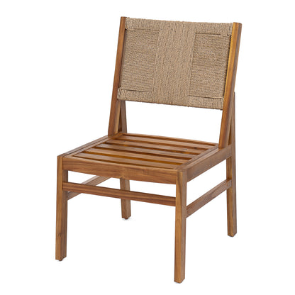 Araminta Outdoor Arly Wood and Wicker Woven Dining Chair with Cushions(Set of 2)