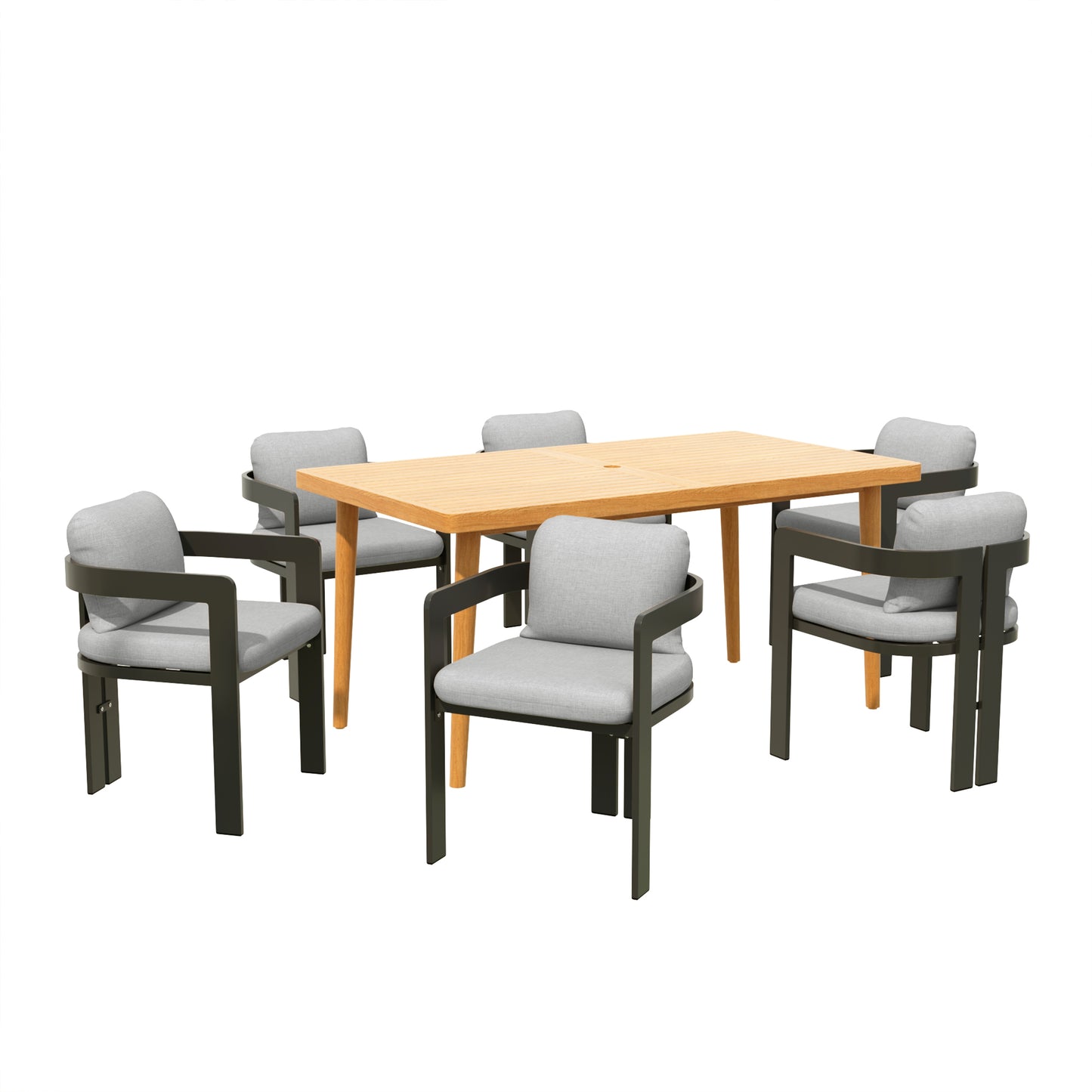 Janiyah Outdoor 6-Person Dining Set Includes 1 Table and 6 Chairs