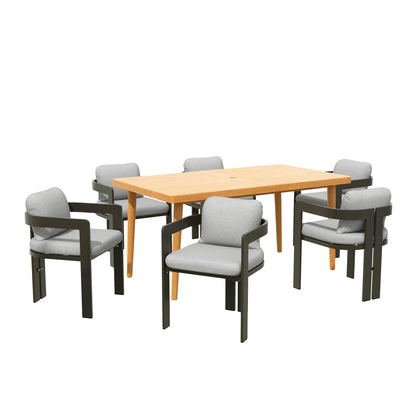 Janiyah Outdoor 6-Person Dining Set Includes 1 Table and 6 Chairs
