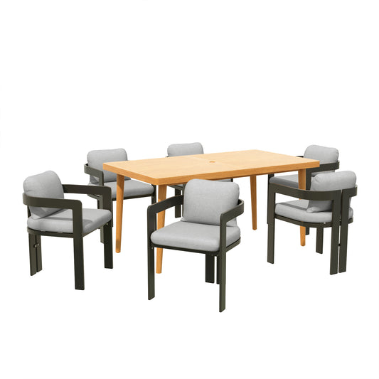 Janiyah Outdoor 6-Person Dining Set Includes 1 Table and 6 Chairs