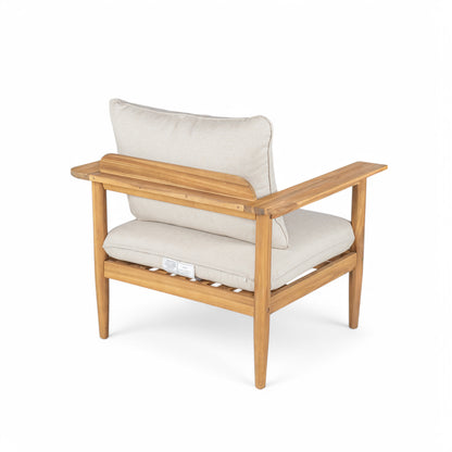 Terassi Outdoor Acacia Wood Lounge Set with Chair, Ottoman