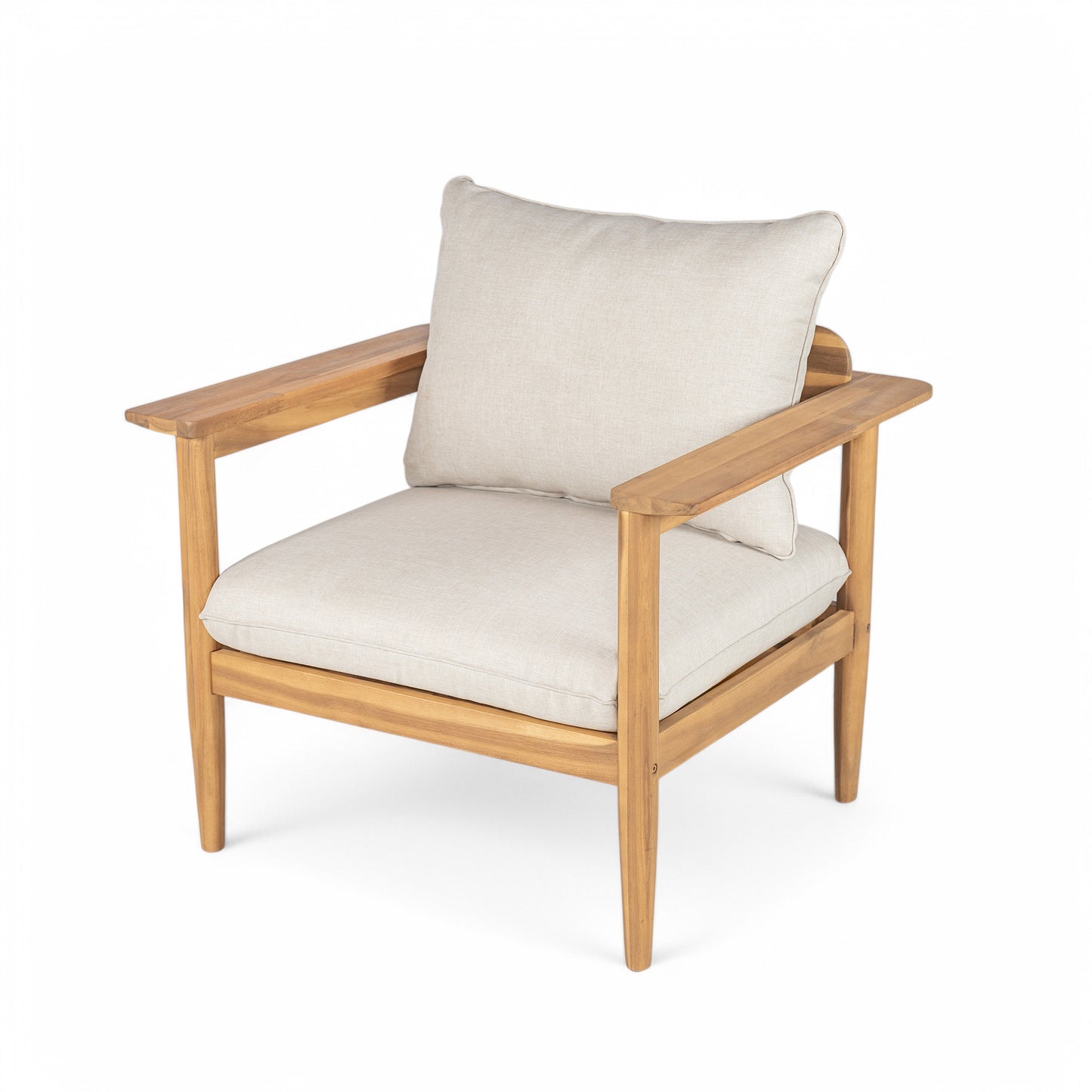 Terassi Outdoor Acacia Wood Lounge Set with Chair, Ottoman