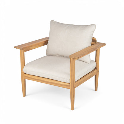 Terassi Outdoor Acacia Wood Lounge Set with Chair, Ottoman