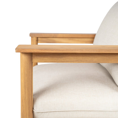 Terassi Outdoor Acacia Wood Lounge Set with Chair, Ottoman