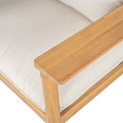 Terassi Outdoor Acacia Wood Lounge Set with Chair, Ottoman