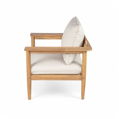 Terassi Outdoor Acacia Wood Lounge Set with Chair, Ottoman