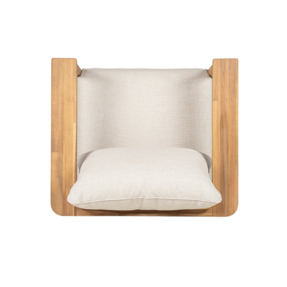 Terassi Outdoor Acacia Wood Lounge Set with Chair, Ottoman
