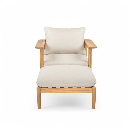Terassi Outdoor Acacia Wood Lounge Set with Chair, Ottoman